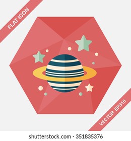 Space planet flat icon with long shadow,eps10