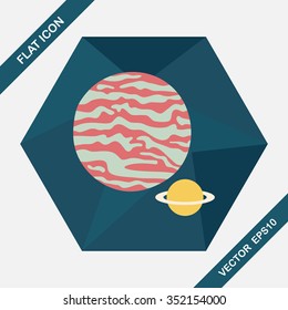 Space planet flat icon with long shadow,eps10
