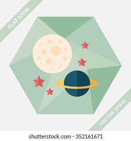Space planet flat icon with long shadow,eps10