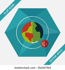 Space planet flat icon with long shadow,eps10
