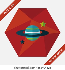 Space planet flat icon with long shadow,eps10