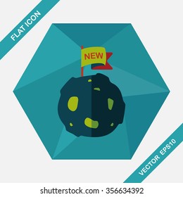 Space planet flat icon with long shadow,eps10