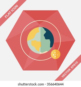 Space planet flat icon with long shadow,eps10