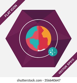 Space planet flat icon with long shadow,eps10