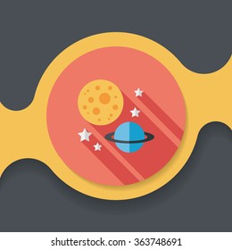 Space planet flat icon with long shadow,eps10