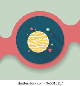 Space planet flat icon with long shadow,eps10