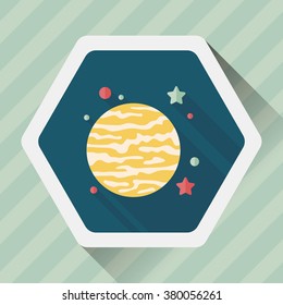 Space planet flat icon with long shadow,eps10