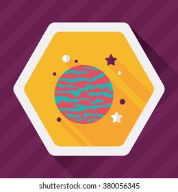 Space planet flat icon with long shadow,eps10