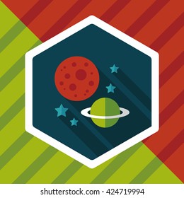 Space planet flat icon with long shadow,eps10