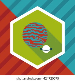 Space planet flat icon with long shadow,eps10