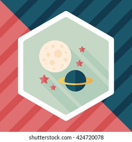 Space planet flat icon with long shadow,eps10