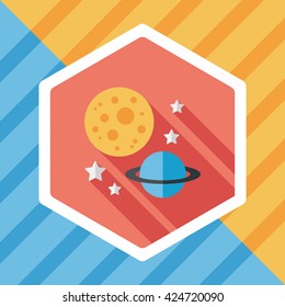 Space planet flat icon with long shadow,eps10