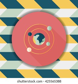 Space planet flat icon with long shadow,eps10