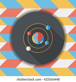 Space planet flat icon with long shadow,eps10