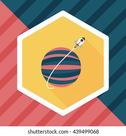 Space planet flat icon with long shadow,eps10