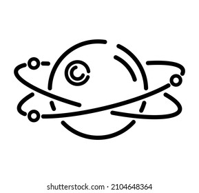 Space planet flat icon. Outline pictogram for web. Line stroke. Isolated on white background. Vector eps10