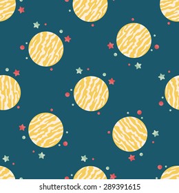 Space planet flat icon,eps10 seamless pattern background