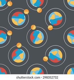 Space planet flat icon,eps10 seamless pattern background