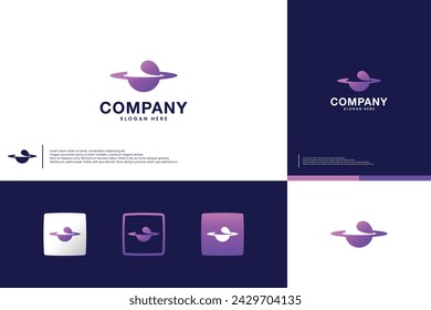 Planeta espacial, educación futura, plantilla de diseño de logo.