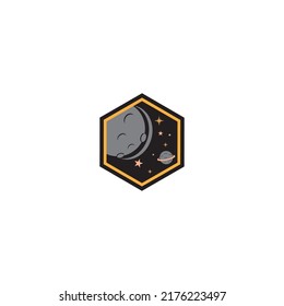 space planet hexogen logo vector illustration design
