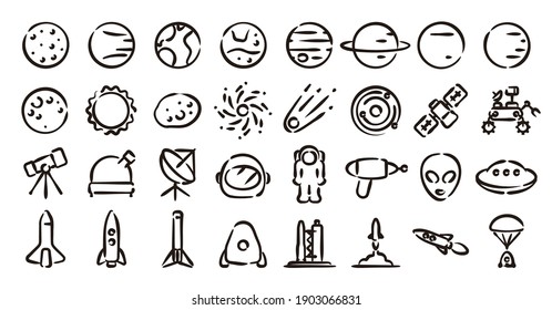 Space and Planet Icon Set (Hand draw version)