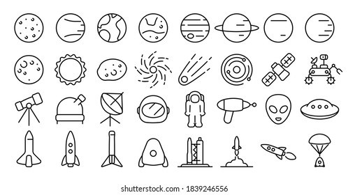 Space and Planet Icon Set (Thin Line Version)