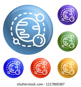 Space planet icons set vector 6 color isolated on white background