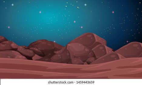 Space Planet Landscape Scene Illustration