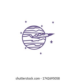 space planet line isolated icon vector illustration design