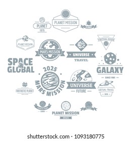 Space planet logo icons set. Simple illustration of 16 space planet logo vector icons for web