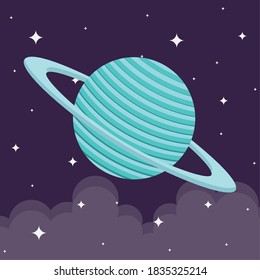 Space planet on starry background of futuristic and cosmos theme Vector illustration