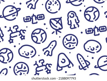 Space and planet pattern background for graphic design.A-size horizontal.