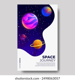 Space and planet poster design with modern style