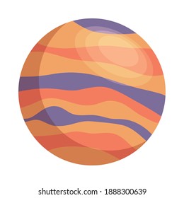 space planet purple and orange colors isolated style icon vector illustration design