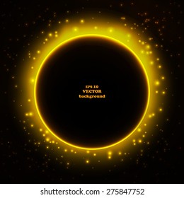 Space planet in the rays of light. Vector background.