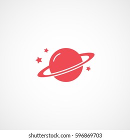 Space Planet Red Flat Icon On White Background