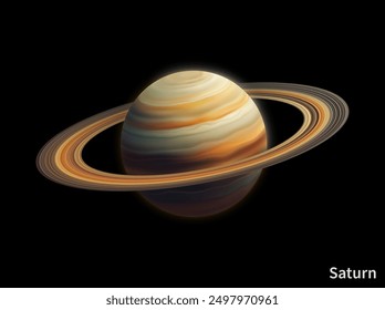 Space planet. Saturn surface. Cosmic sphere. Astronomy science. Galaxy exploration. University discovery. Planetary view from satellite. Solar system explore. Striped circle. Vector education poster