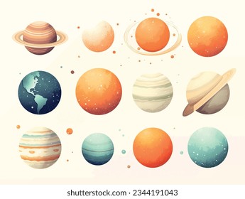 Space planet set collection vector