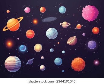 Space planet set collection vector