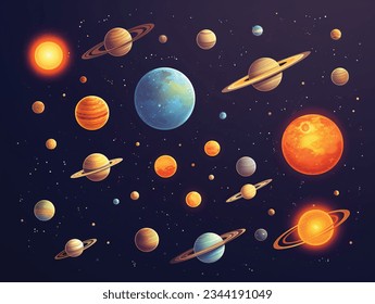 Space planet set collection vector