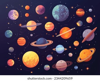 space planet set collection vector