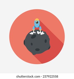 Space planet and space ship flat icon with long shadow,eps10