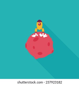 Space planet and space ship flat icon with long shadow,eps10