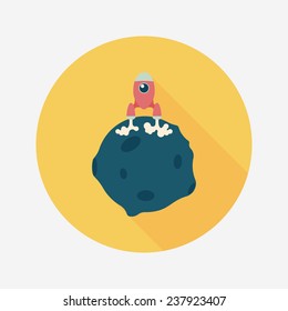 Space planet and space ship flat icon with long shadow,eps10