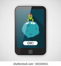 Space planet and space ship flat icon with long shadow,eps10