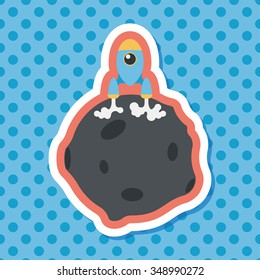 Space planet and space ship flat icon with long shadow,eps10