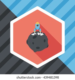 Space planet and space ship flat icon with long shadow,eps10