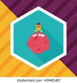 Space planet and space ship flat icon with long shadow,eps10