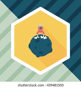 Space planet and space ship flat icon with long shadow,eps10