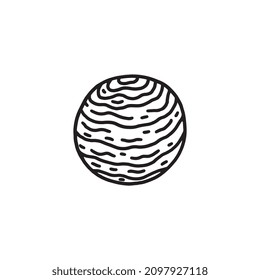 Space planet single black line doodle style vector illustration isolated on white background. Cosmic globe or sphere of planet celestial body of universe.